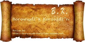 Borovnyák Koriolán névjegykártya